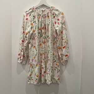H&M Floral Print Dress with Tie Neck sz XS beach resort